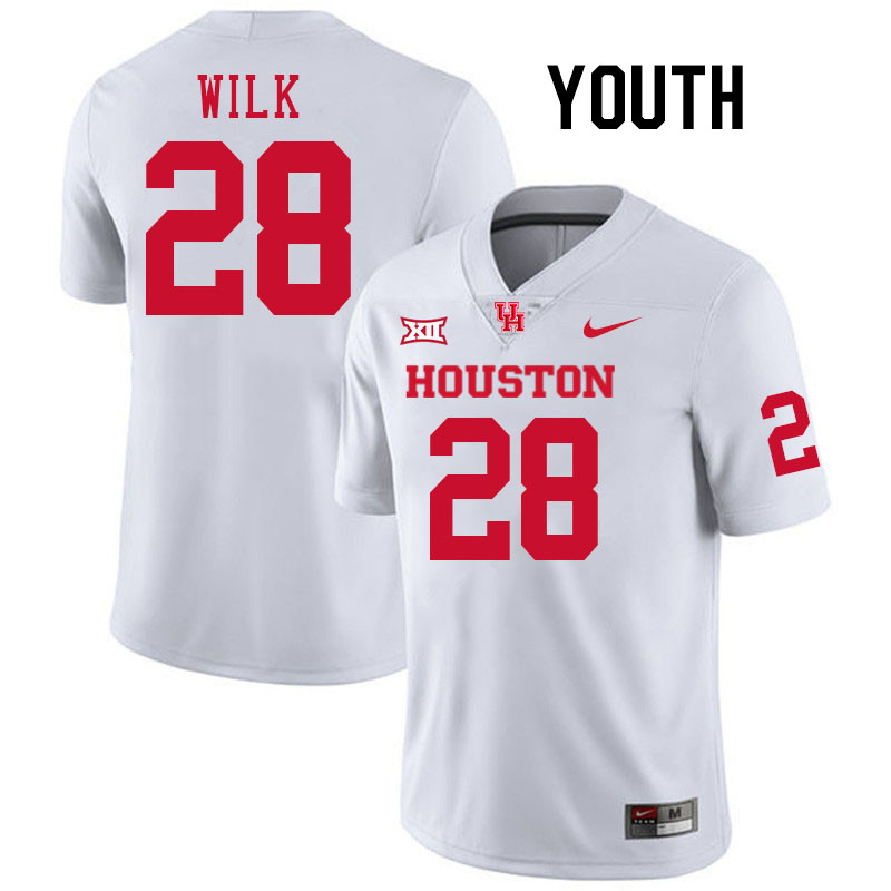 Youth #28 Teagan Wilk Houston Cougars College Football Jerseys Stitched-White